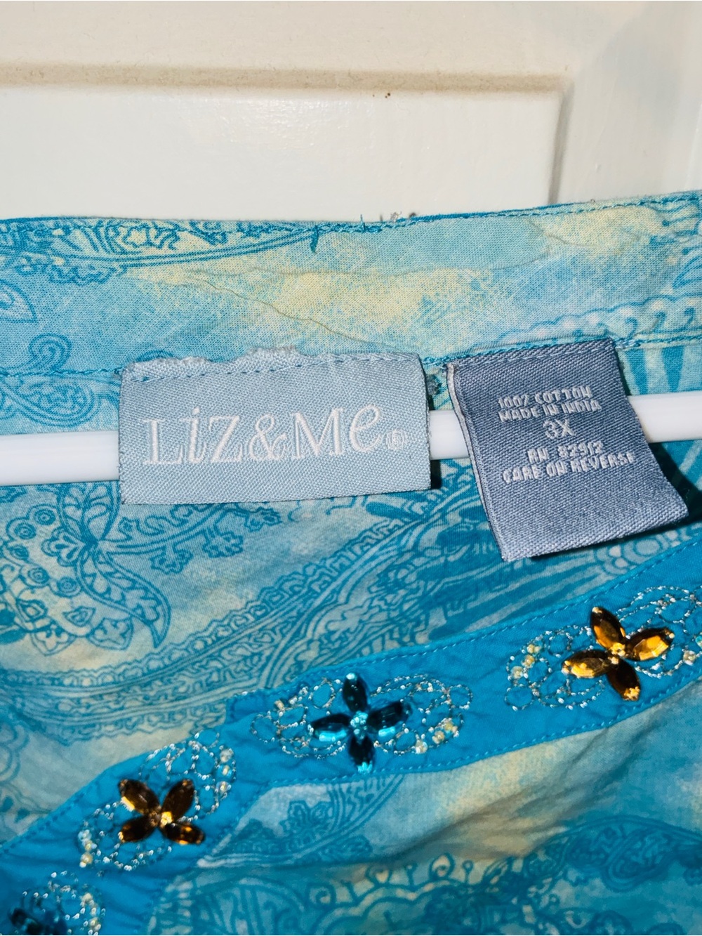 Liz & Me Light Blue Embellished V-Neck Tunic - Picture 3 of 5